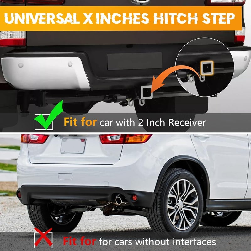 GLOBLED Tow Hitch Mount Bumper Step Alloy Steel Hitch Step with 2 Inch Receiver Upgrade Anti Slip Hitch Step Bar Compatible with Truck Pickup SUV Pickup Van RV,(Black,1PCS - Image 3